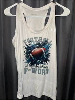 Under Armour White Tank with Football Graphic